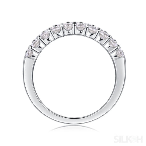 1.8 Carat Moissanite Sterling Silver Pave Triple Row Ring
