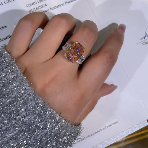 13.8 CT Three stone Sterling Silver Papalacha Inspired Ring Beatrice