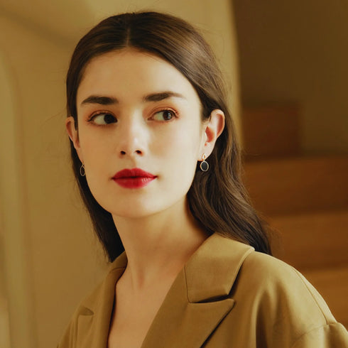 14k Gold Plated Sterling Silver Agate Inlaid Stud Earrings