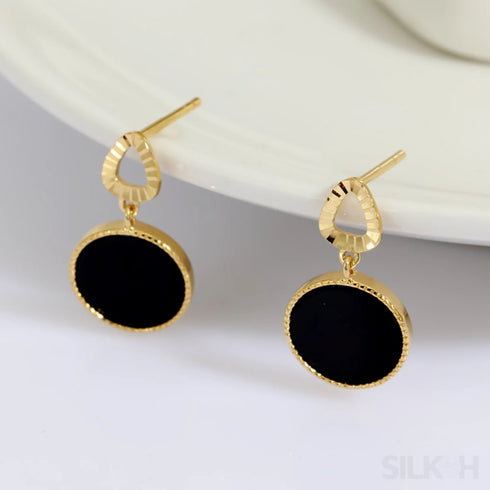 14k Gold Plated Sterling Silver Agate Inlaid Stud Earrings