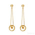 14k Gold Plated Sterling Silver Long Circle Stud Earrings