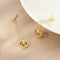 14k Gold Plated Sterling Silver Long Circle Stud Earrings