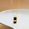 18k Gold Plate Black Agate Square Pendant Serpentine Chain