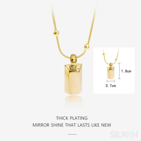 18k Gold Plated Brick Pendant Snake Ball Chain Necklace Kim