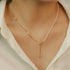 18k Gold Plated Collarbone Necklace with Rice Bead Double
