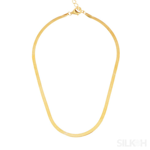 18k Gold Plated Flat Snake Chain Necklace Jax - Jewelry