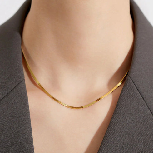 18k Gold Plated Flat Snake Chain Necklace Jax - Jewelry