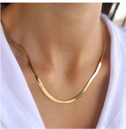 18k Gold Plated Flat Snake Chain Necklace Jax - Jewelry