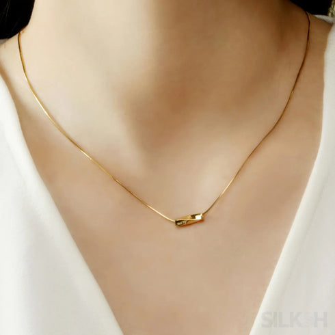 18k Gold Plated Minimalist Clavicle Snake Chain Necklace