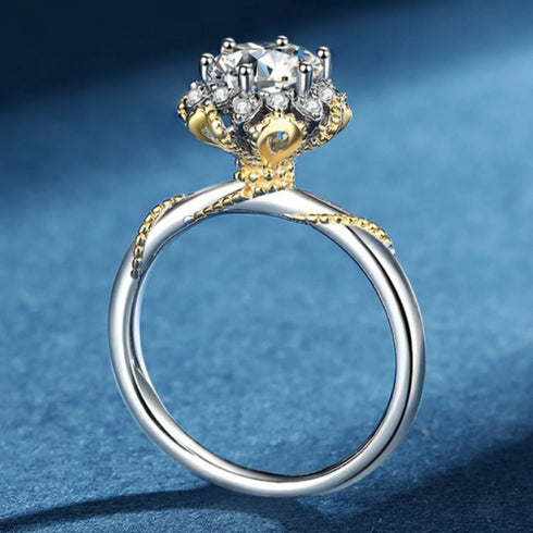 18k Gold Plated Moissanite Sterling Silver Flower