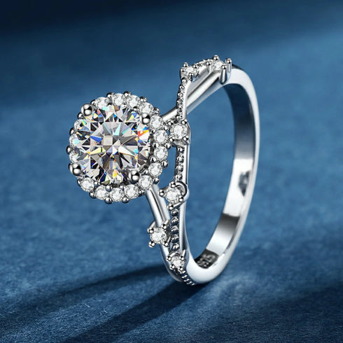 18k Gold Plated Moissanite Sterling Silver Round Stone Big