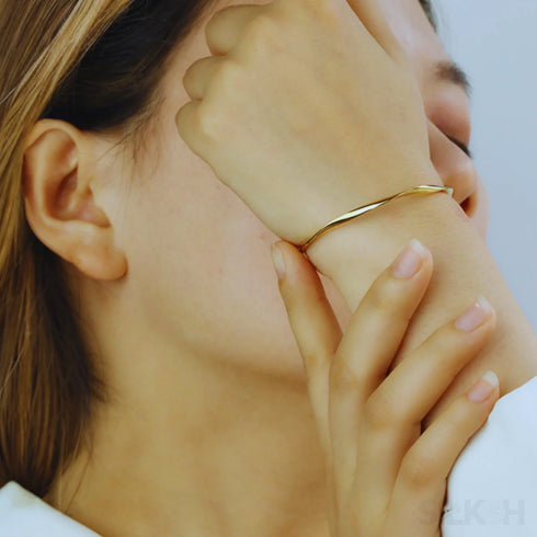 18k Gold Plated Open Hand Sterling Silver Bracelet Cat