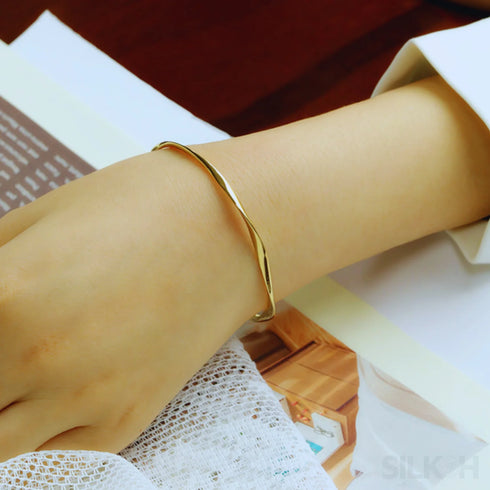 18k Gold Plated Open Hand Sterling Silver Bracelet Cat