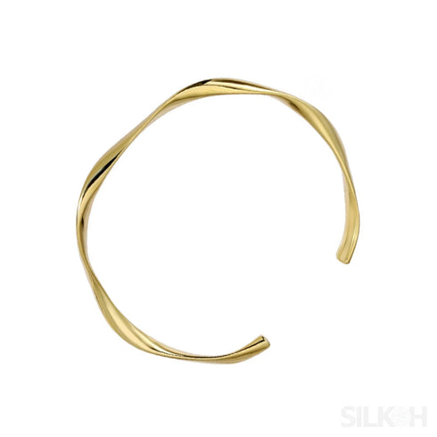 18k Gold Plated Open Hand Sterling Silver Bracelet Cat
