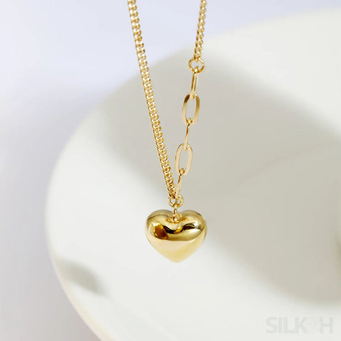 18k Gold Plated Premium 3d Designed Heart Collarbone