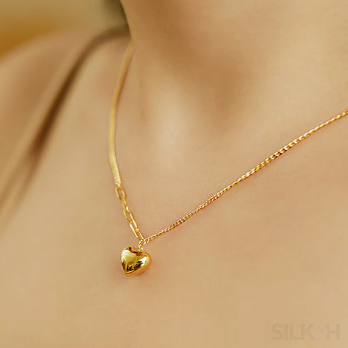 18k Gold Plated Premium 3d Designed Heart Collarbone