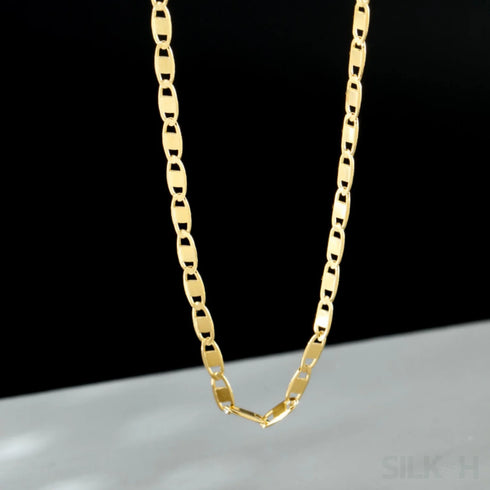 18k Gold Plated S925 Sterling Silver Curb Chain Necklace
