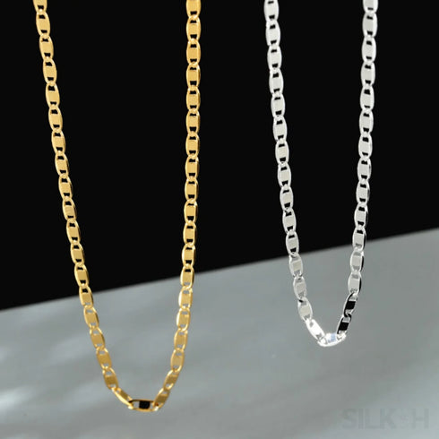 18k Gold Plated S925 Sterling Silver Curb Chain Necklace