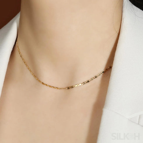 18k Gold Plated S925 Sterling Silver Curb Chain Necklace