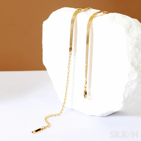 18k Gold Plated Snake Bone Chain 3.3mm Wide Blade Necklace