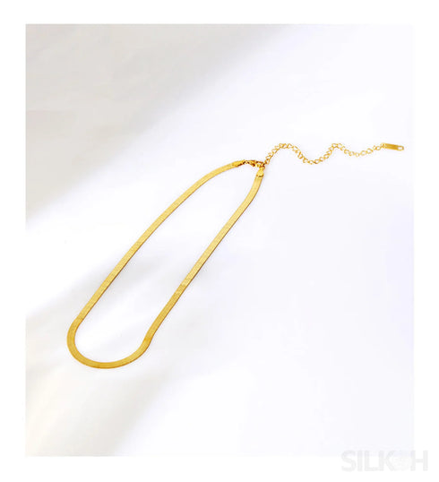 18k Gold Plated Snake Bone Chain 3.3mm Wide Blade Necklace