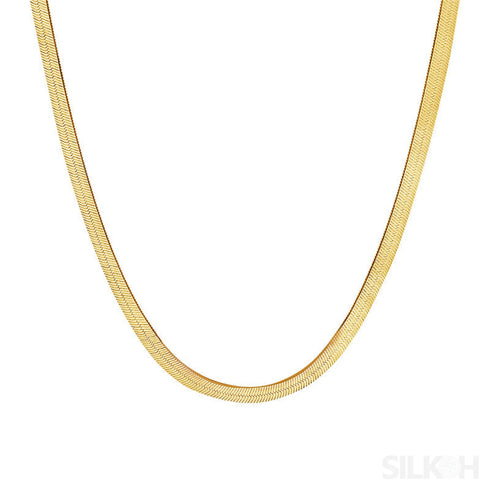 18k Gold Plated Snake Bone Chain 3.3mm Wide Blade Necklace