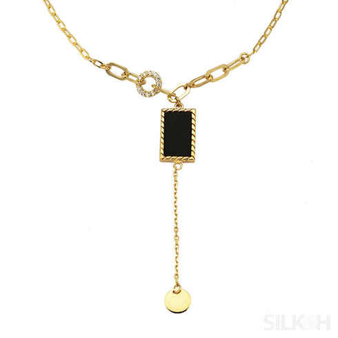 18k Gold Plated Sterling Silver Agate Ball Chain Necklace