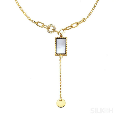 18k Gold Plated Sterling Silver Agate Ball Chain Necklace
