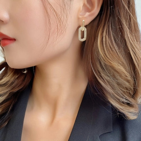 18k Gold Plated Sterling Silver Dangling Hoop Earrings Jet