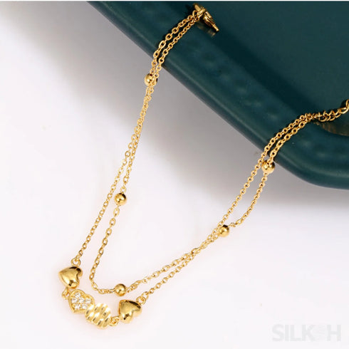 18k Gold Plated Sterling Silver Double Layer Bracelet Cia