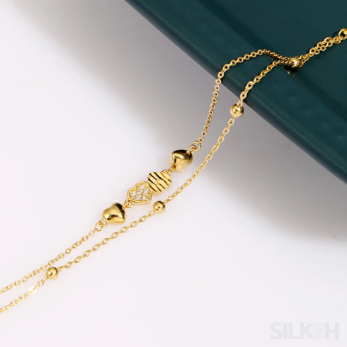 18k Gold Plated Sterling Silver Double Layer Bracelet Cia