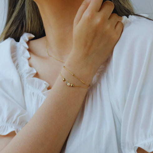 18k Gold Plated Sterling Silver Double Layer Bracelet Cia