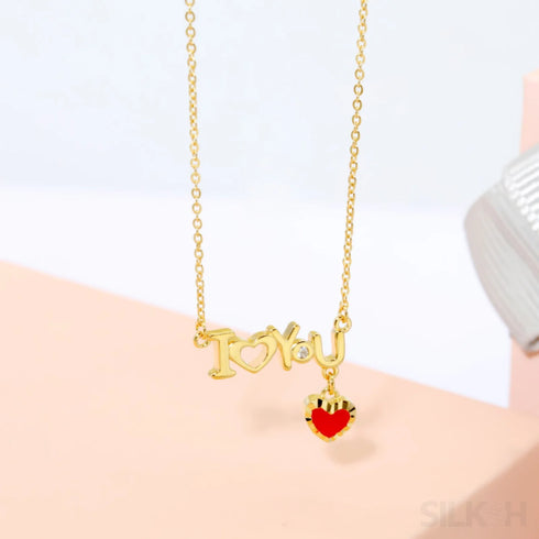 18k Gold Plated Sterling Silver Heart Clavicle Chain