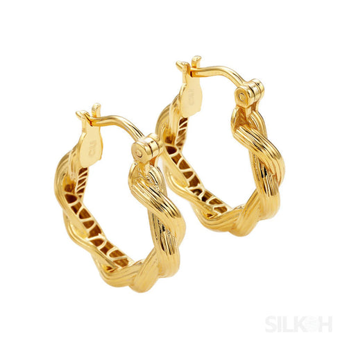 18k Gold Plated Sterling Silver Hoop Earrings Ema - Jewelry