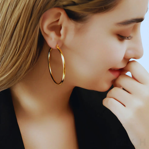 18k Gold Plated Sterling Silver Hoop Earrings Jen - Jewelry