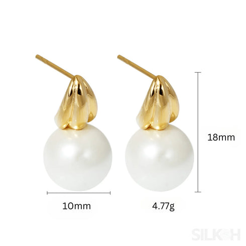 18k Gold Plated Sterling Silver Minimalist Pearl Stud