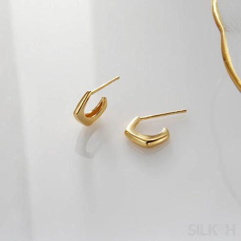 18k Gold Plated Sterling Silver Minimalist Stud Earrings