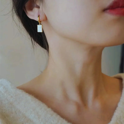 18k Gold Plated Sterling Silver Mother of the Pearl Hoop