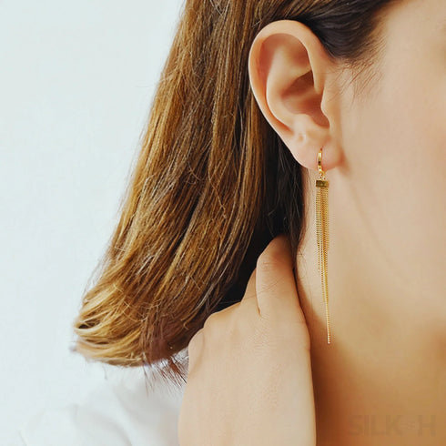 18k Gold Plated Sterling Silver Multi Chain Hoop Earrings