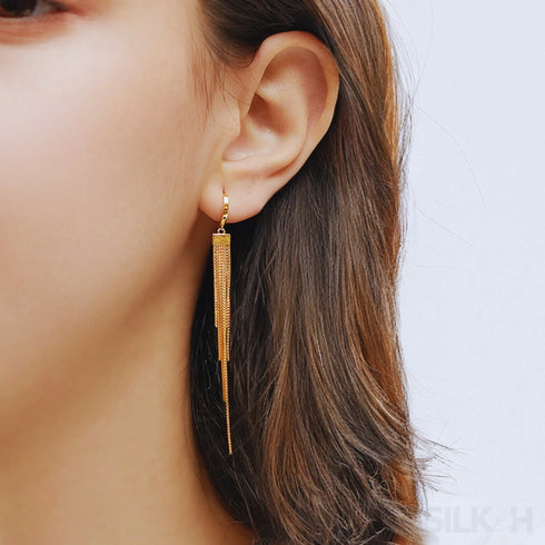 18k Gold Plated Sterling Silver Multi Chain Hoop Earrings