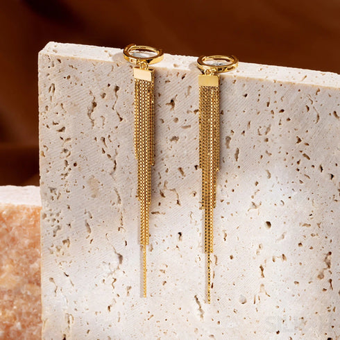 18k Gold Plated Sterling Silver Multi Chain Hoop Earrings