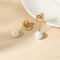 18k Gold Plated Sterling Silver Pearl Drop Hoop Earrings
