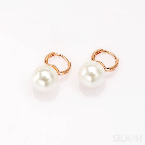 18k Gold Plated Sterling Silver Pearl Hoop Earrings Dot