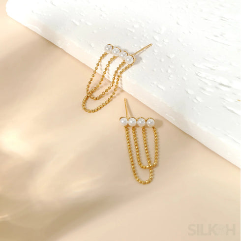 18k Gold Plated Sterling Silver Pearl Tassel Earrings Kay