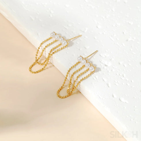 18k Gold Plated Sterling Silver Pearl Tassel Earrings Kay