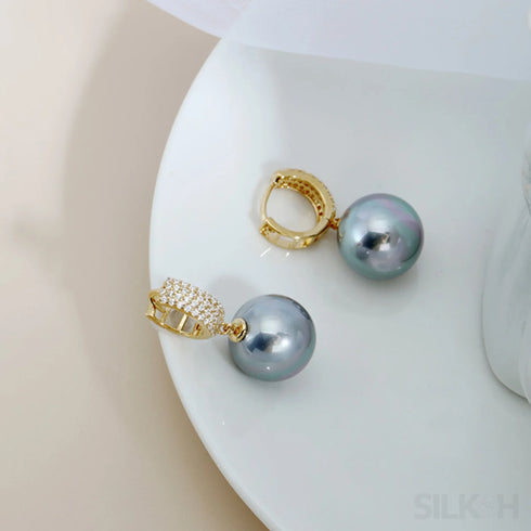 18k Gold Plated Sterling Silver Round Pearl Hoop Earrings