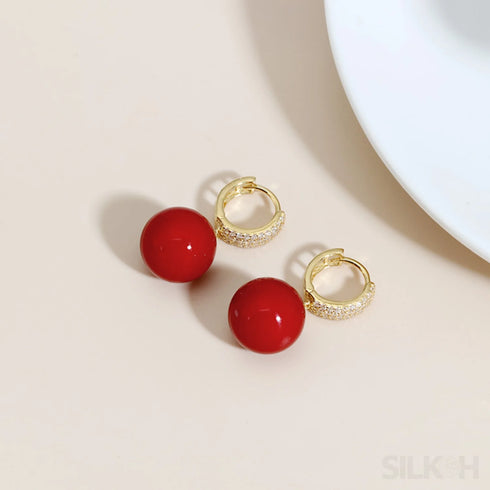 18k Gold Plated Sterling Silver Round Pearl Hoop Earrings