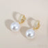18k Gold Plated Sterling Silver Round Pearl Hoop Earrings