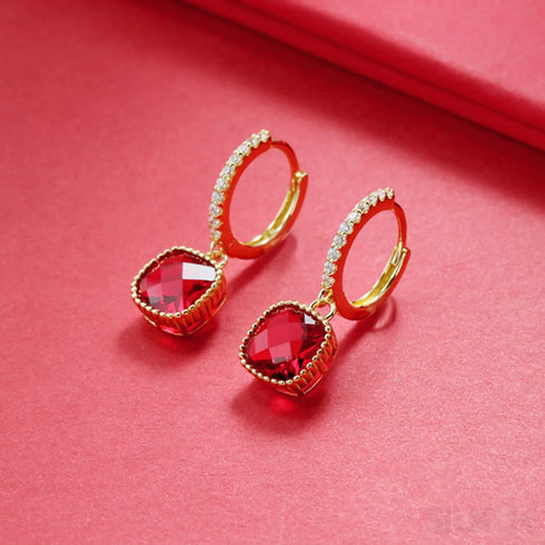 18k Gold Plated Sterling Silver Ruby Earrings Kim - Jewelry