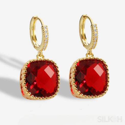 18k Gold Plated Sterling Silver Ruby Earrings Kim - Jewelry